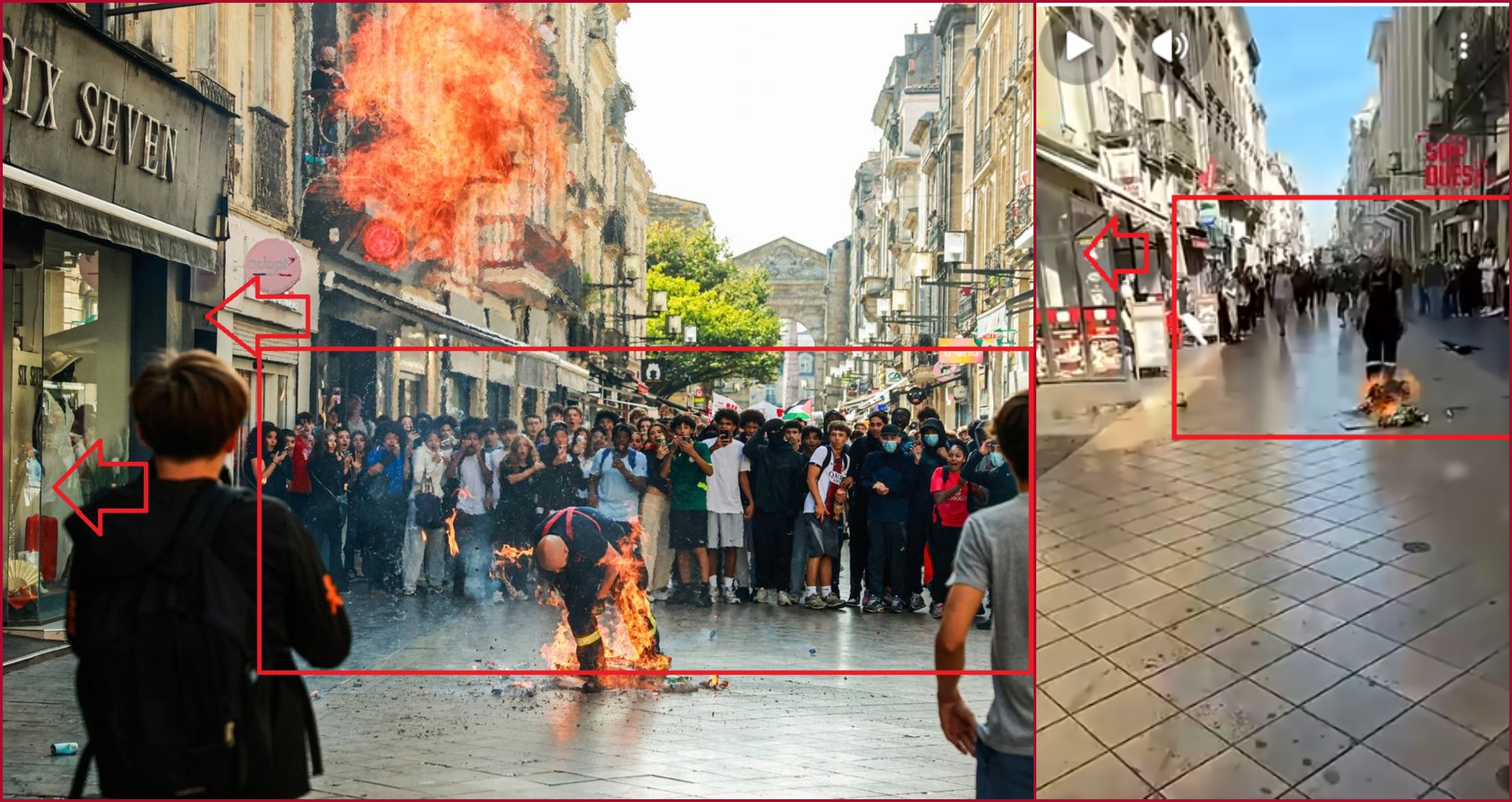 مقارنة بين الصورة المتناقلة (الى اليسار) والمشاهد الاصلية (الى اليمين)