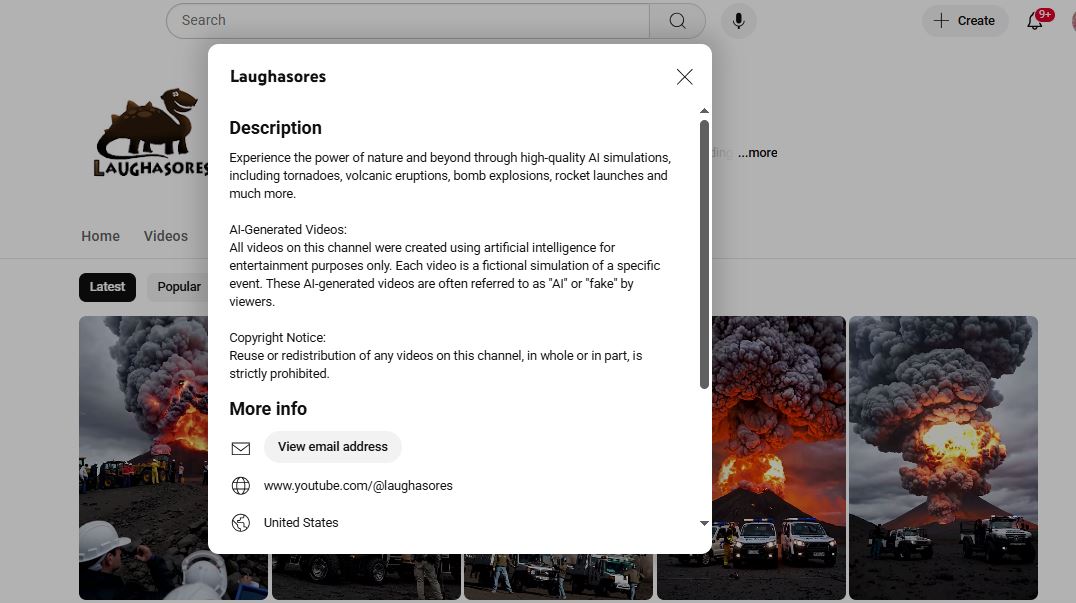 لقطة للحساب في يوتيوب 