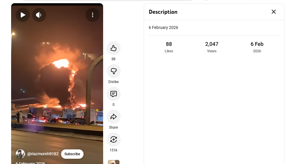 لقطة من الفيديو المنشور في حساب riazmomh9182@ في يوتيوب، في 6 شباط 2026