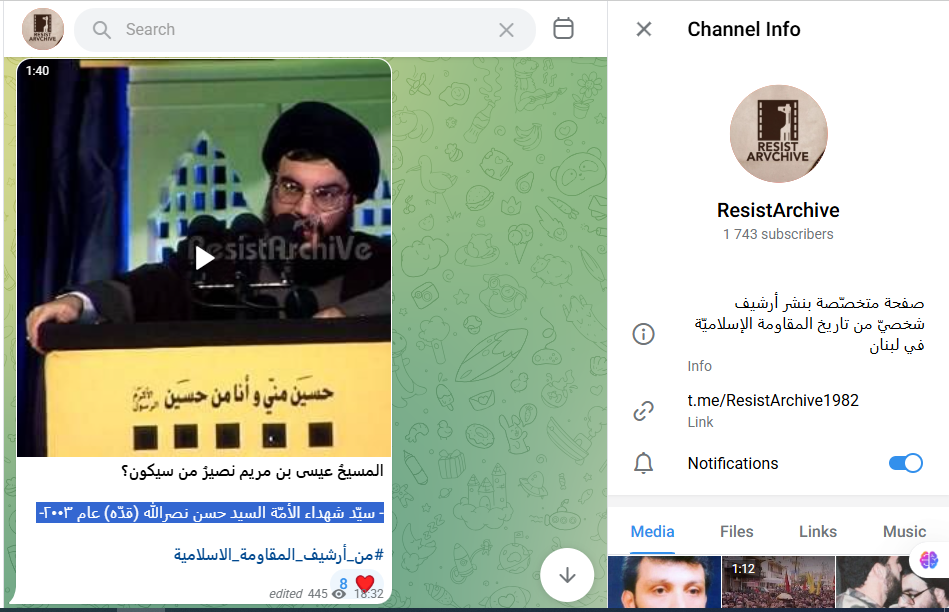 الفيديو منشور في قناة Resist Archive في تلغرام