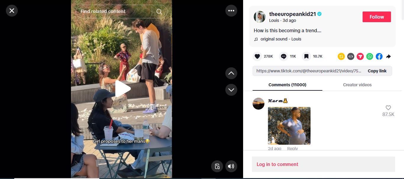 لقطة من الفيديو المنشور في حساب the european kid في تيك توك في 5 ت1 2025