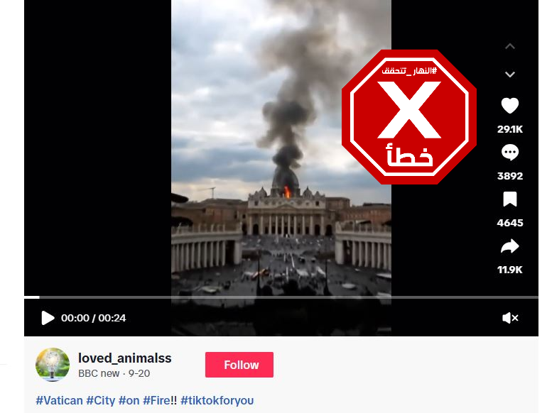 لقطة من الفيديو المتناقل بالمزاعم الخاطئة (تيك توك)