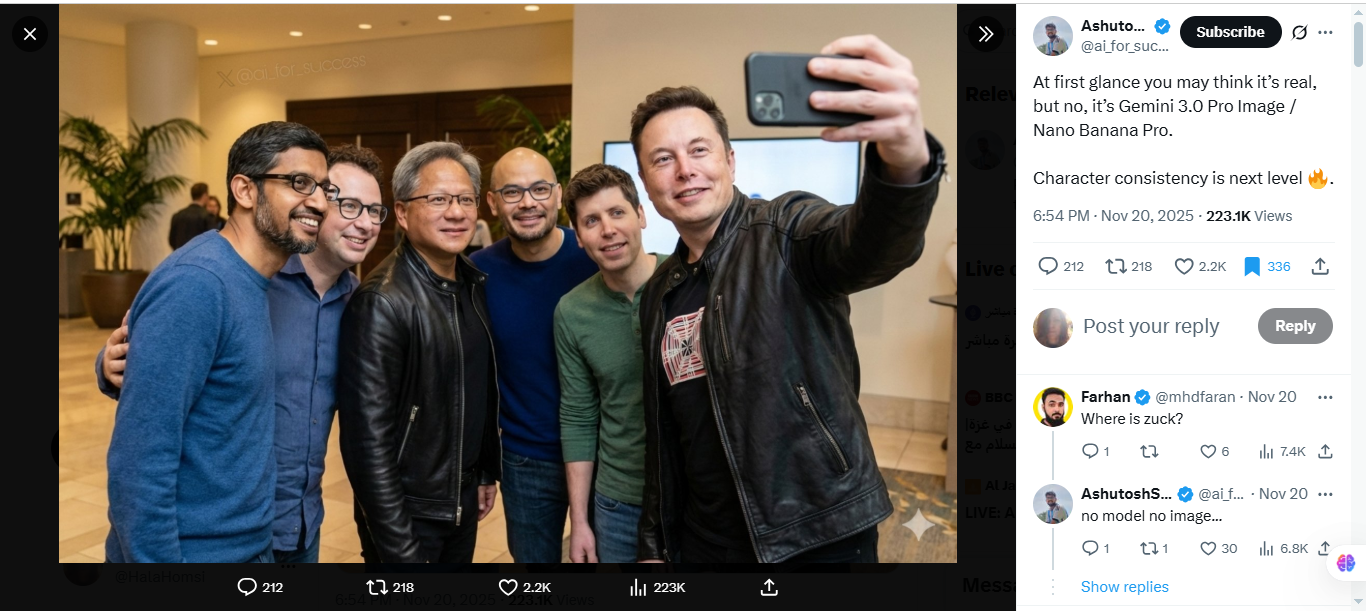 صورة نشرها حساب ai_for_success@ في اكس في 20 تشرين الثاني 2025