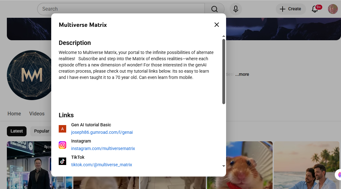 التعريف بحساب Multiverse Matrix في يوتيوب