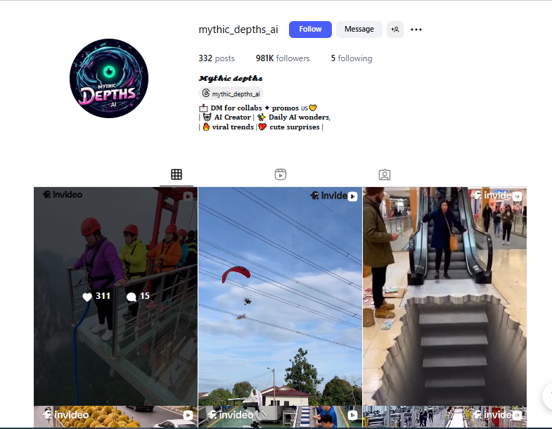 لقطة لحساب mythic_depths_ai@ في انستغرام 