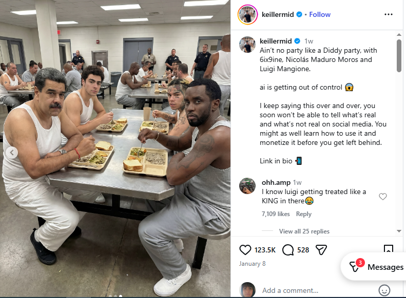 الصورة منشورة في حساب keillermid@ في انستغرام في 8 كانون الثاني 2026