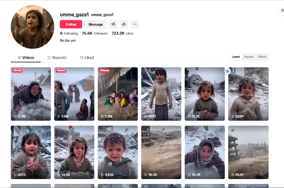 لقطة لحساب umme_gaza1@ في تيك توك