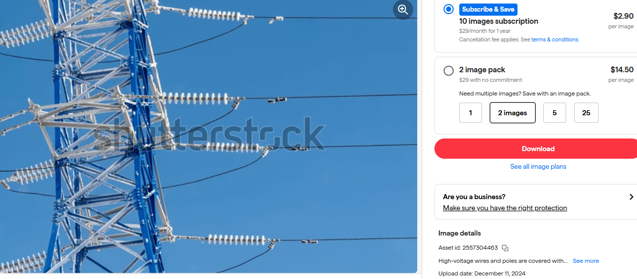 عمود كهرباء مغطى بالجليد (2024-Shutterstock)