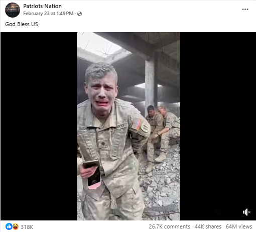 لقطة من الفيديو المنشور في صفحة Patriots Nation في الفايسبوك في 23 شباط 2026