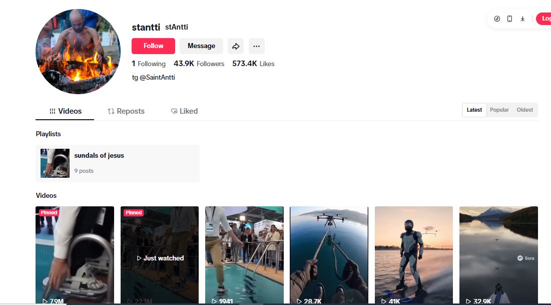 لقطة لحساب stantti@ في تيك توك 