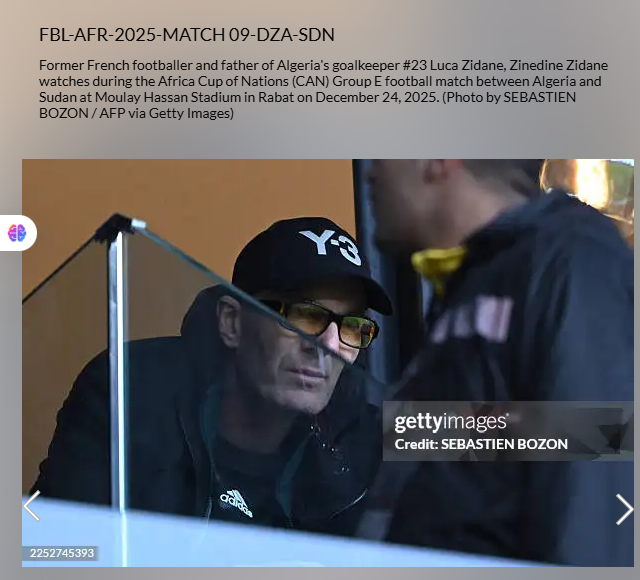 صورة لزيدان نشرتها وكالة غيتي ايماجيز في 24 كانون الاول 2025