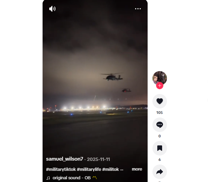 لقطة من الفيديو المنشور في حساب samuel_wilson7@ في تيك توك في 11 تشرين الثاني 2025