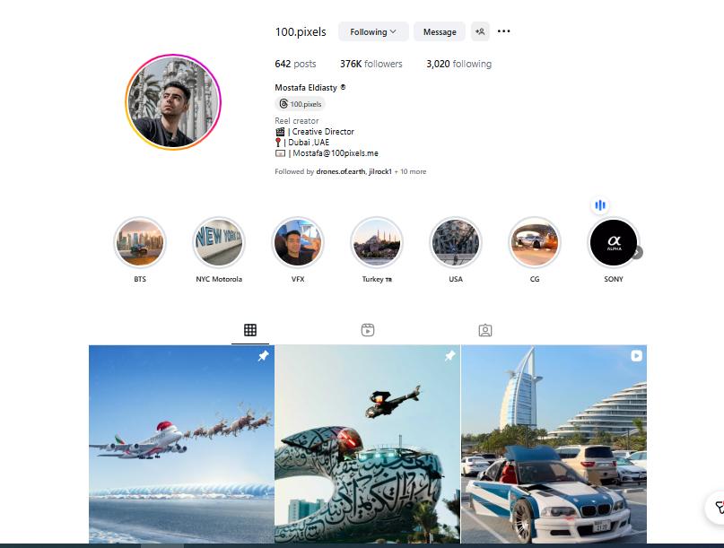 لقطة لحساب @100.pixels في انستغرام 