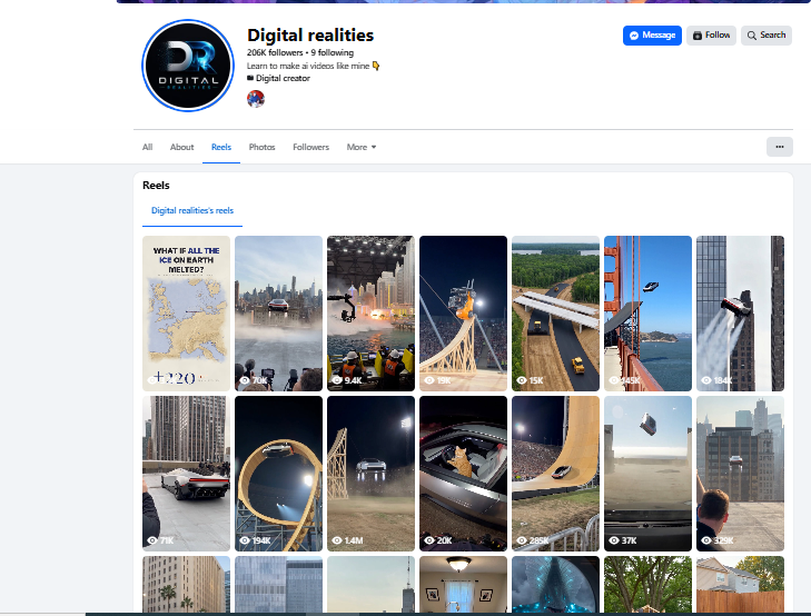 لقطة لحساب Digital realities في الفايسبوك