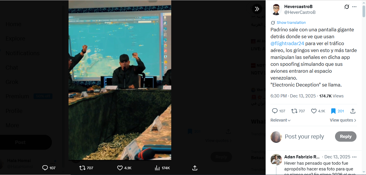 الصورة الاصلية منشورة في احد الحسابات في اكس، في 13 كانون الاول 2025