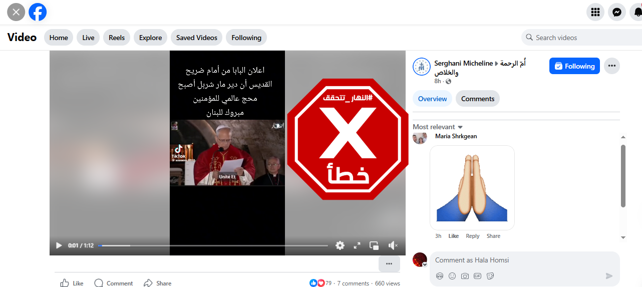 لقطة من الفيديو المتناقل بالمزاعم الخاطئة (فايسبوك)