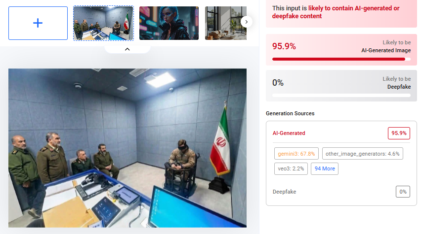 نتيجة فحص الفيديو في موقع Hive Moderation