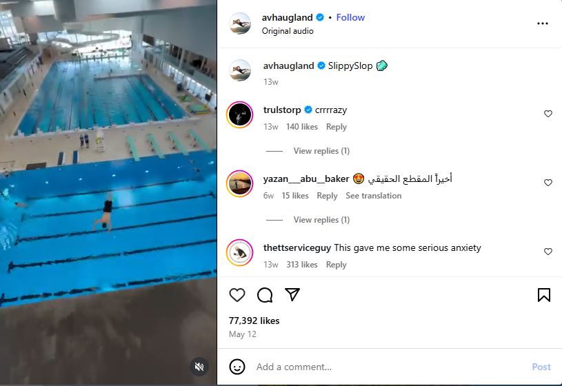 لقطة من الفيديو المنشور في حساب avhaugland في 12 ايار 2025