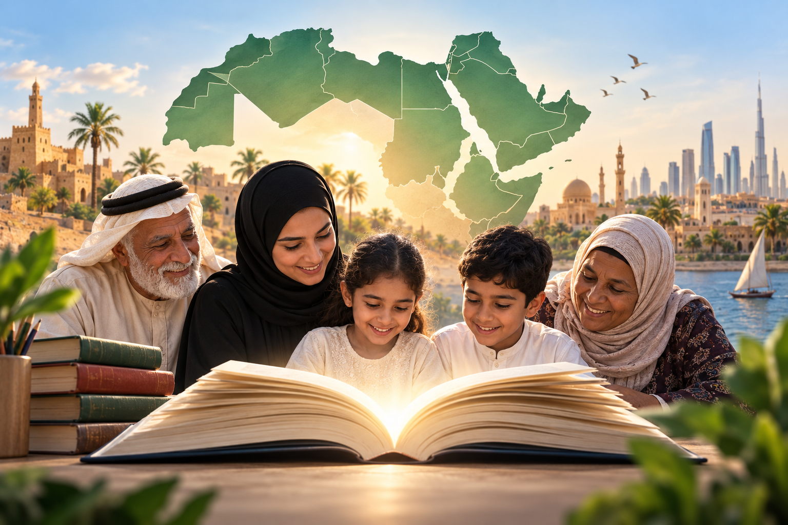 محو الأمية صورة مولدة بالذكاء الاصطناعي 