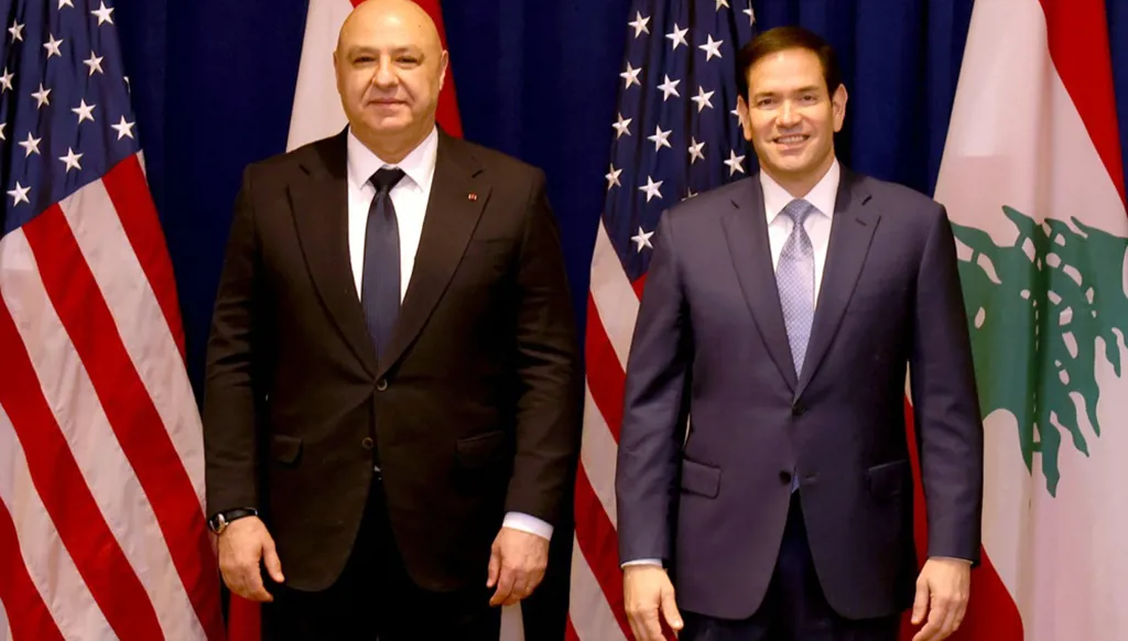 الرئيس اللبناني، جوزف عون ووزير الخارجية الأميركية ماركو روبيو (الرئاسة اللبنانية).