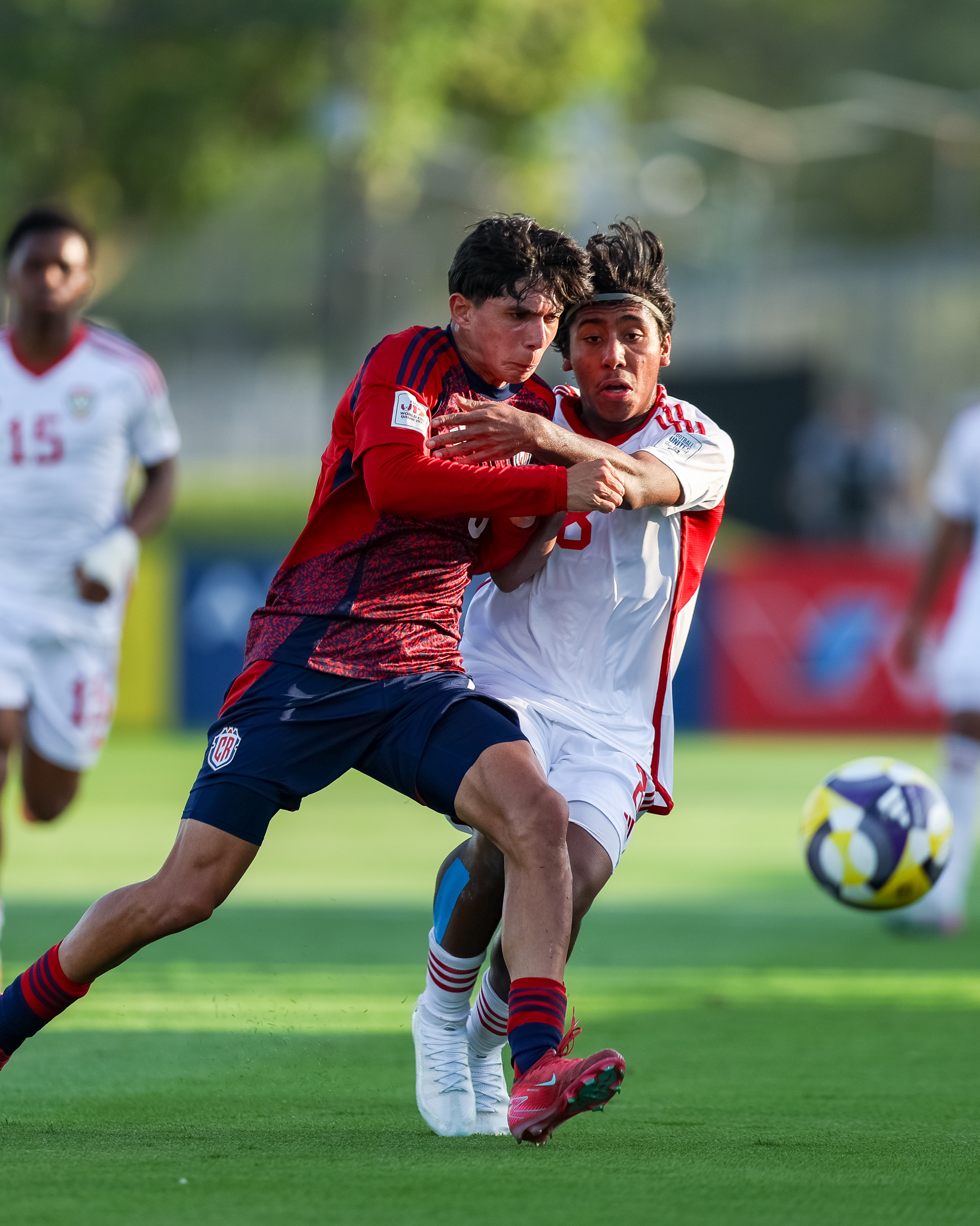 من مباراة الإمارات وكوستاريكا. (وكالات)