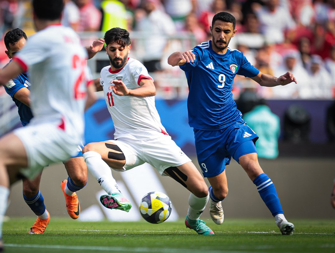 من لقاء الأردن والكويت في كأس العرب. (وكالات)