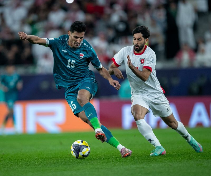 من مباراة العراق والأردن. (إكس)