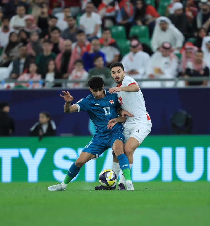 من مباراة العراق والأردن. (إكس)