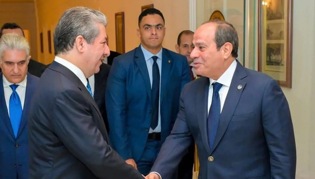 بالصور... السيسي يبحث مع بارزاني التعاون الأمني بين مصر والعراق