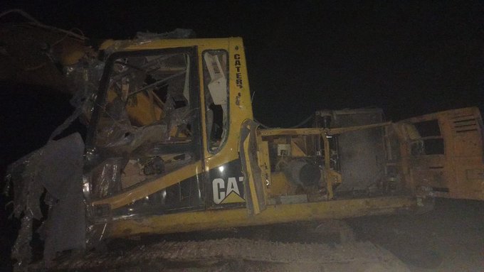 صورة للحفارة المستهدفة في ميس الجبل جنوبي لبنان (متداول).