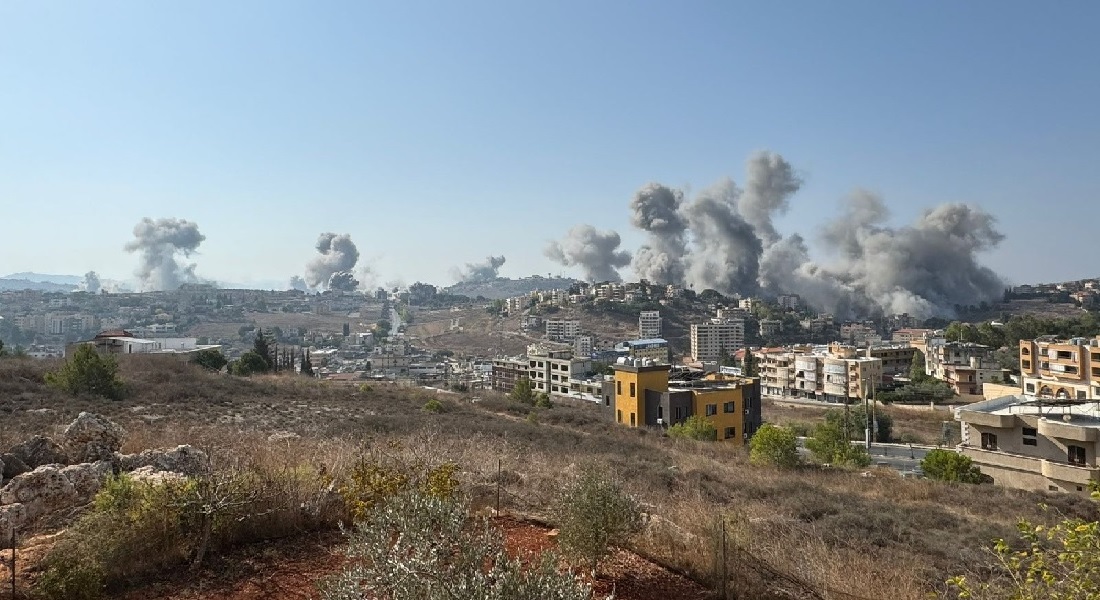 غارات إسرائيلية عنيفة على مدينة بنت جبيل جنوبي لبنان (صورة متداولة)