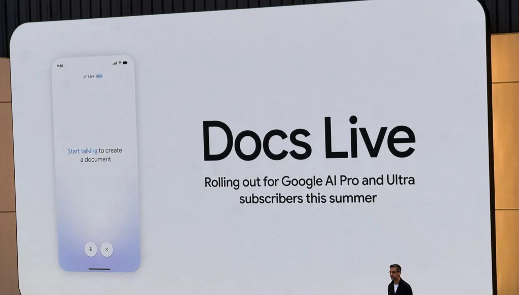 "غوغل" تُدشّن Docs Live في I/O: تكلّم بأفكارك ودع الذّكاء الاصطناعي يكتبها