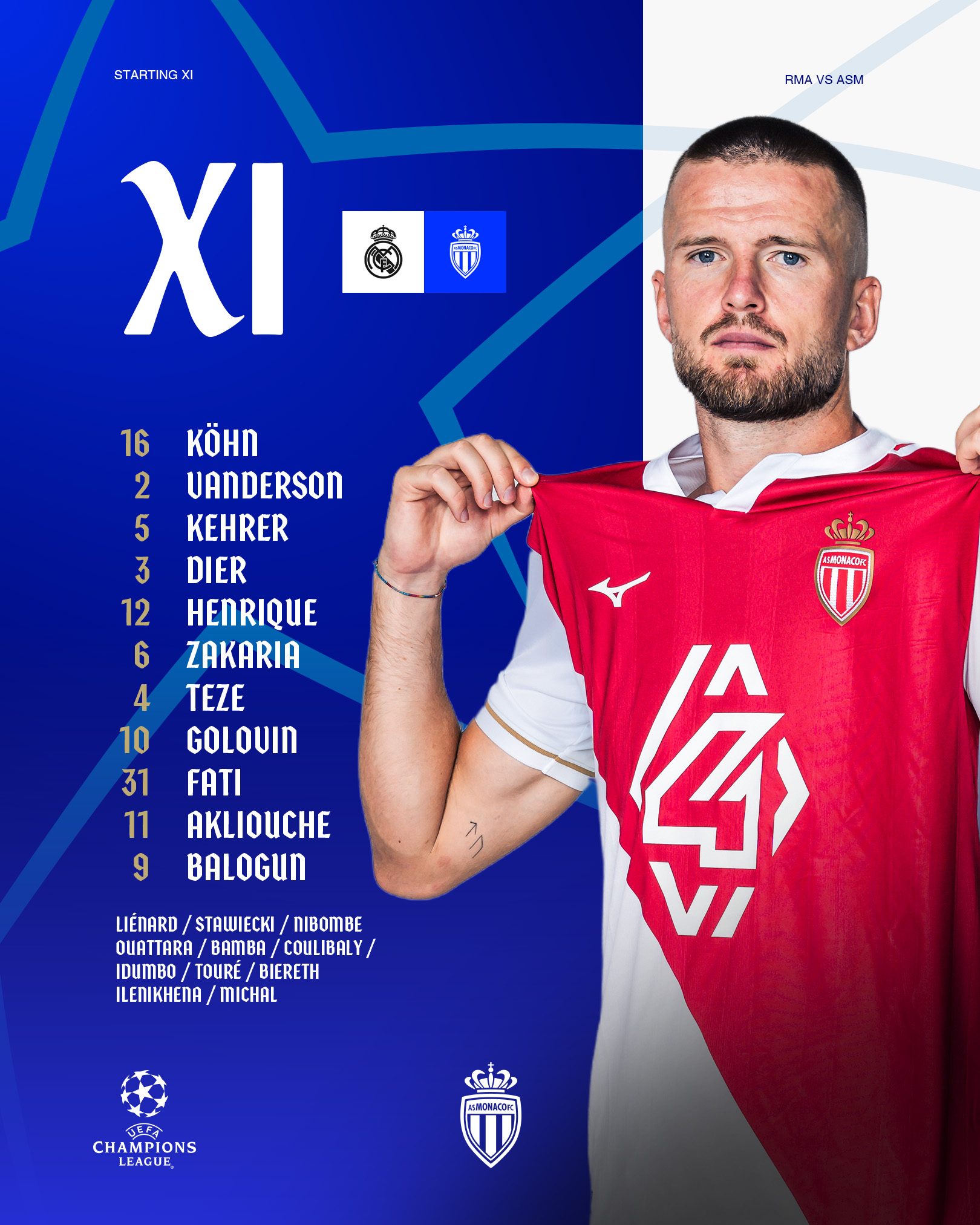 تشكيلة موناكو لمواجهة ريال مدريد.