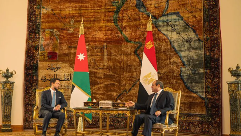 ولي العهد الأردني يلتقي السيسي: ندعم الجهود المصرية لإعادة إعمار غزة