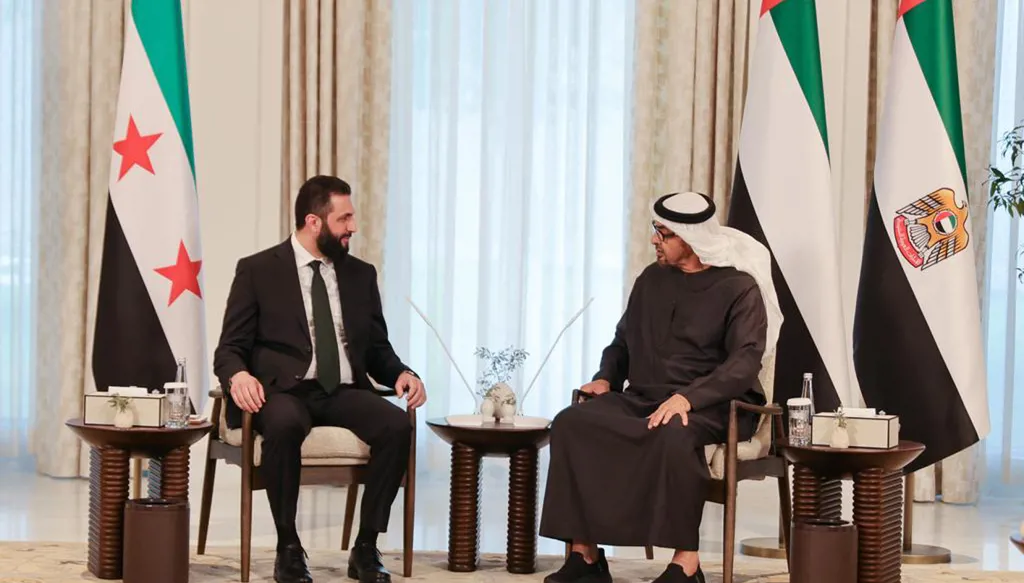 بن زايد يستقبل الشرع: الإمارات تدعم كل ما يحقق تطلعات الشعب السوري