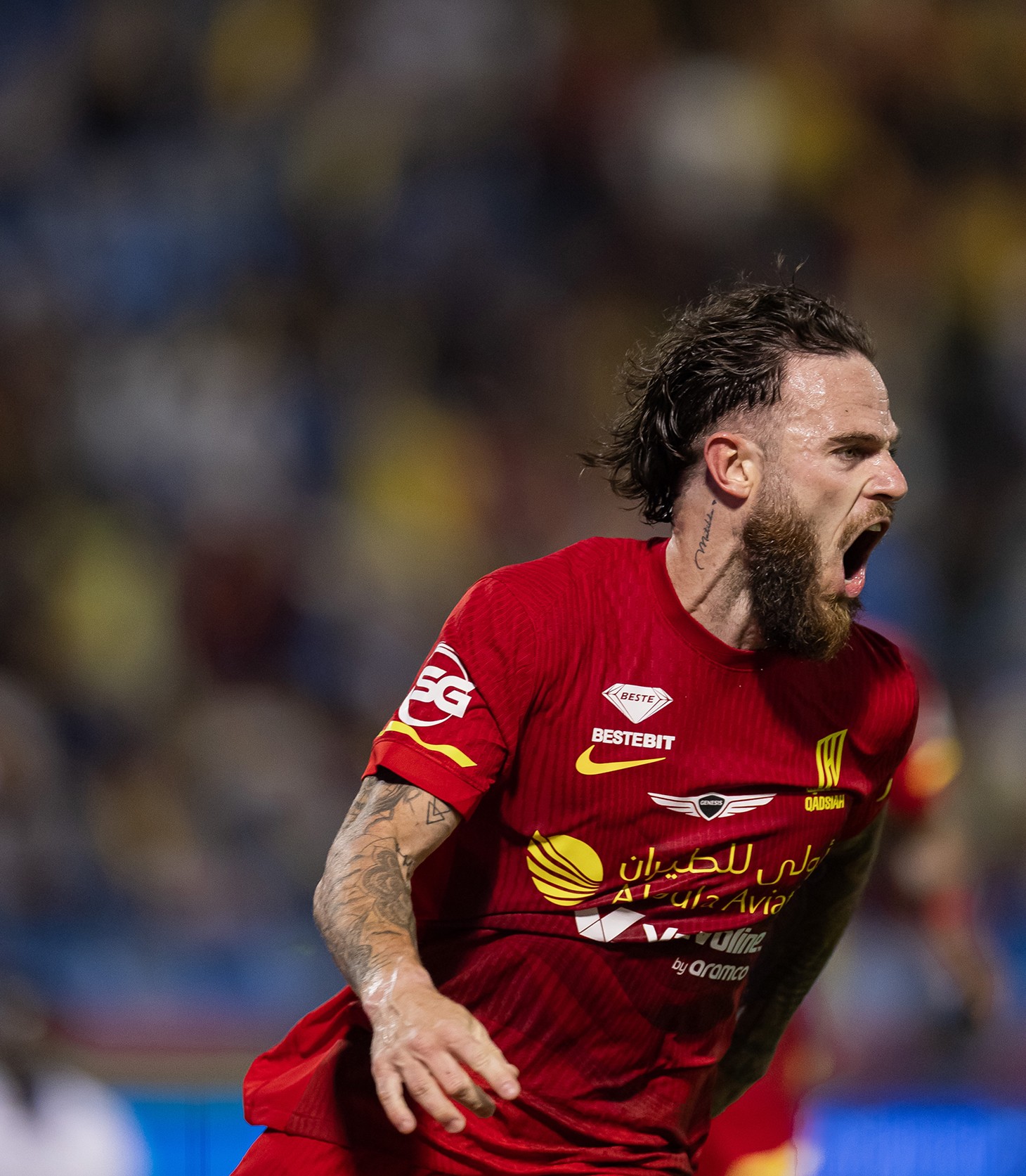 من مباراة القادسية ونيوم. (وكالات)