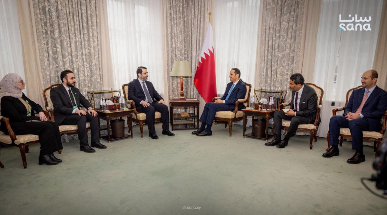 الشيباني ورئيس مجلس الوزراء وزير خارجية دولة قطر (سانا)