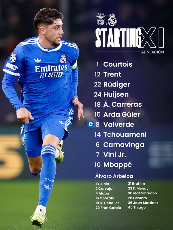 تشكيلة ريال مدريد. (حساب ريال مدريد على إكس)