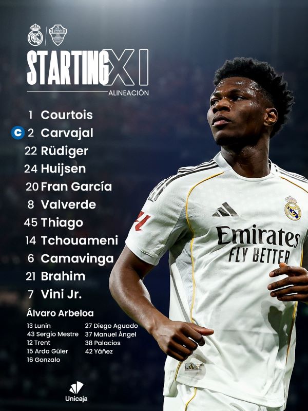 تشكيلة ريال مدريد الرسمية لمواجهة إلتشي.