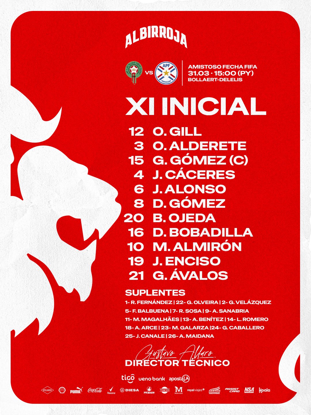 تشكيلة باراغواي الرسمية.