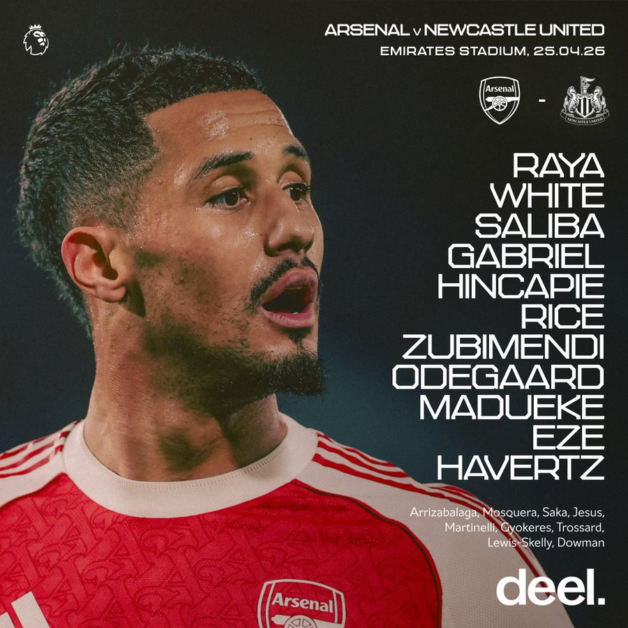تشكيلة آرسنال لمواجهة نيوكاسل في الدوري الإنكليزي. (حساب آرسنال على إكس)