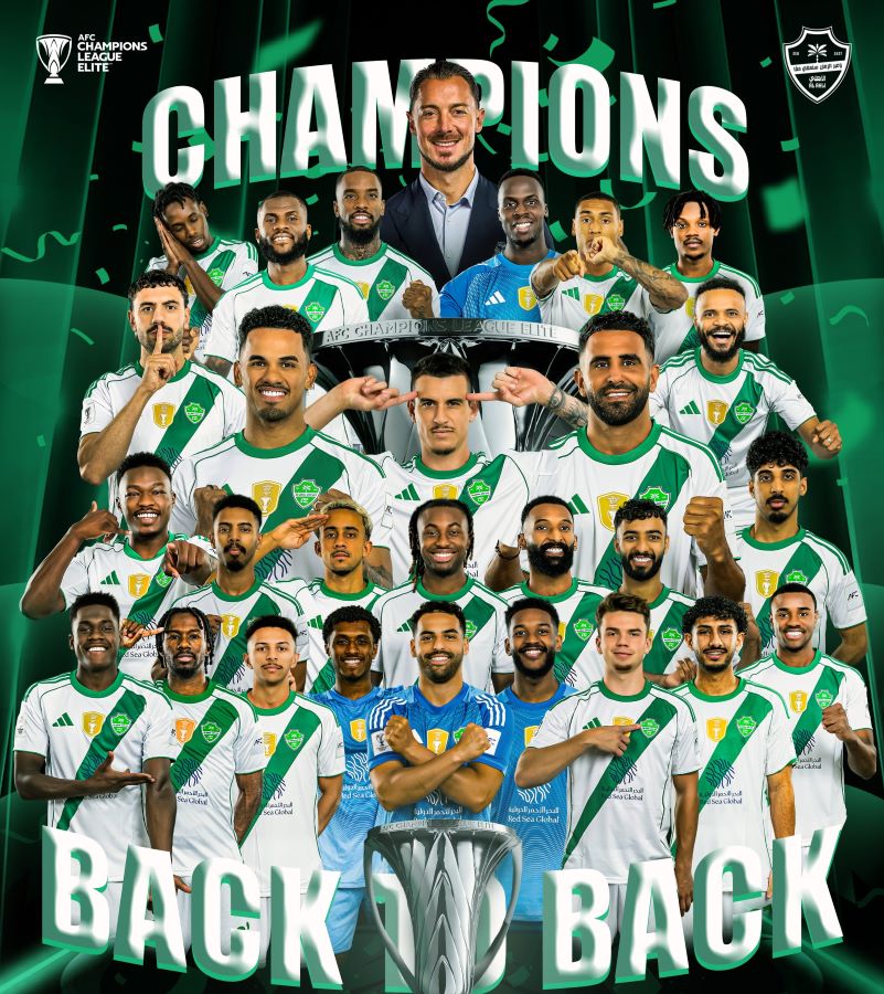 حساب الأهلي السعودي على إكس يحتفل باللقب الثاني توالياً للفريق في دوري أبطال آسيا للنخبة. 