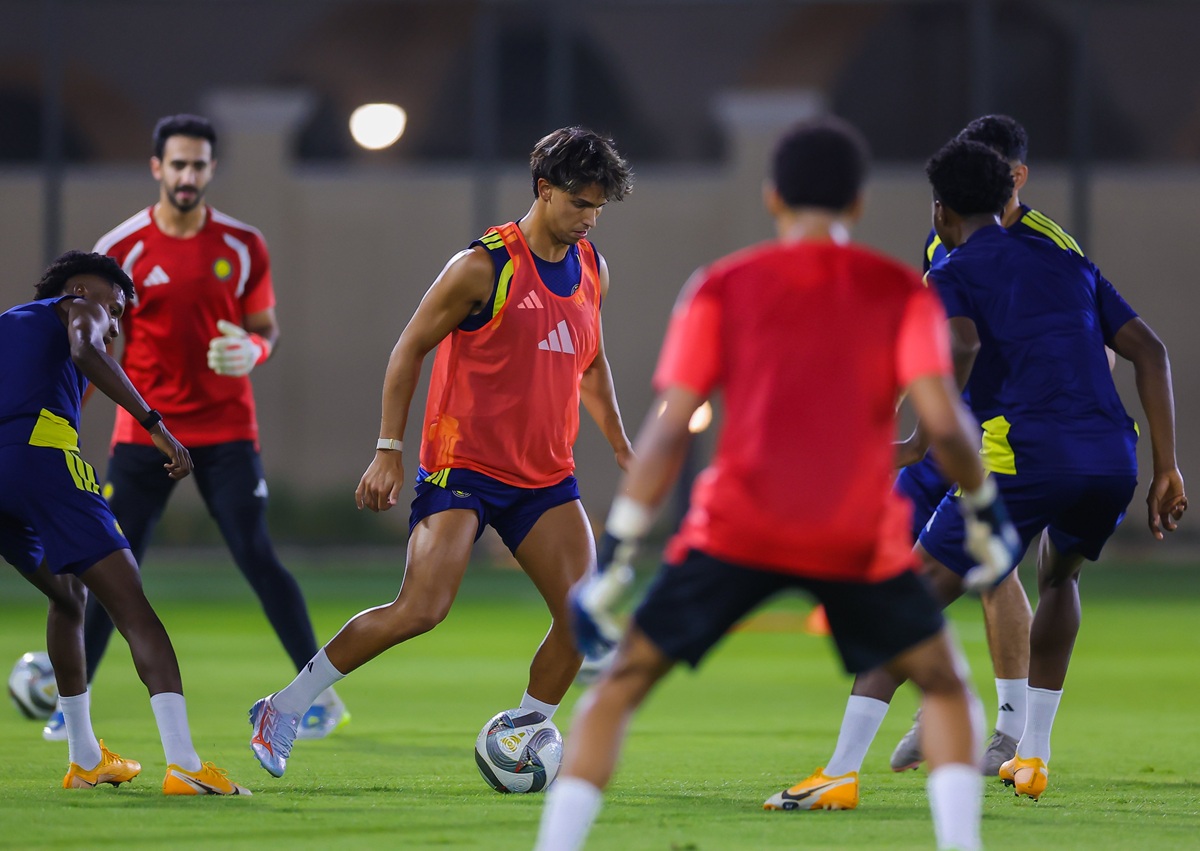 من تدريبات النصر قبل مواجهة العين. (حساب النصر على إكس)