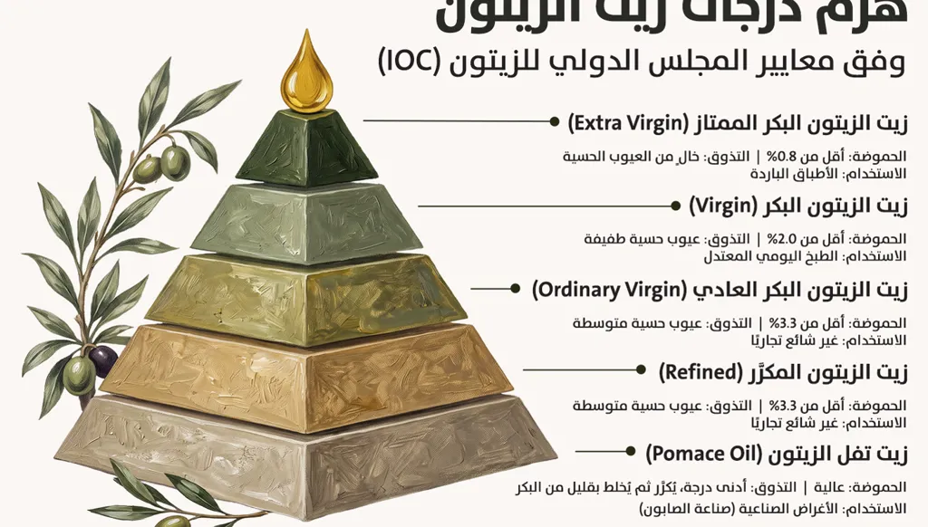 هرم درجات زيت الزيتون (تصميم النهار).