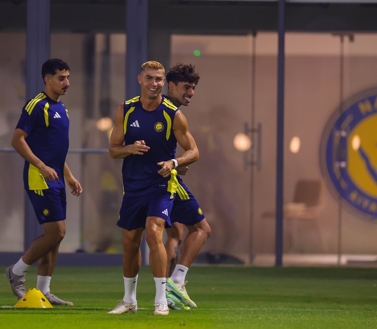 من تدريبات النصر قبل مباراة أبها. (حساب النصر على إكس)