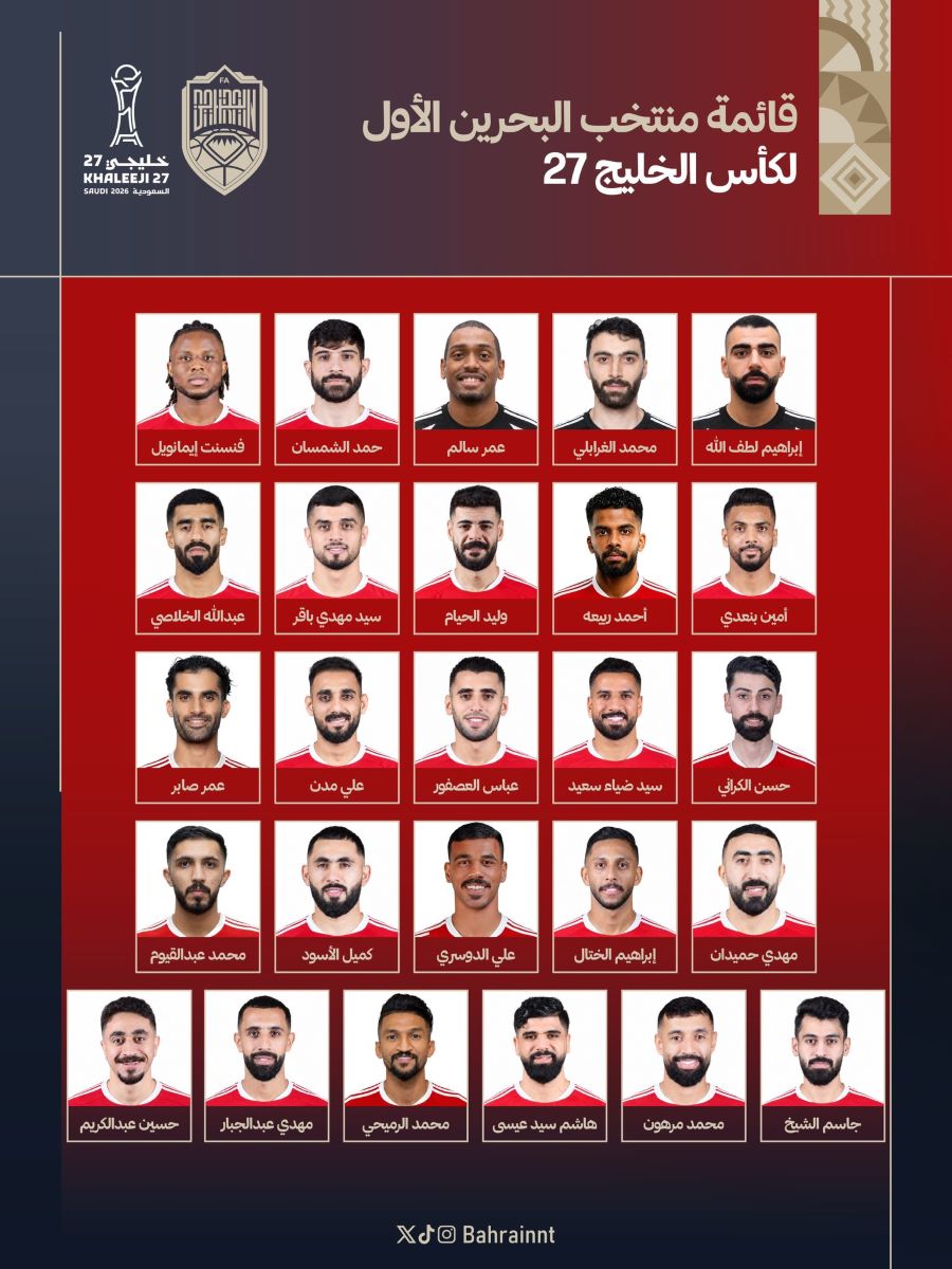 تشكيلة البحرين لكأس الخليج الـ27.