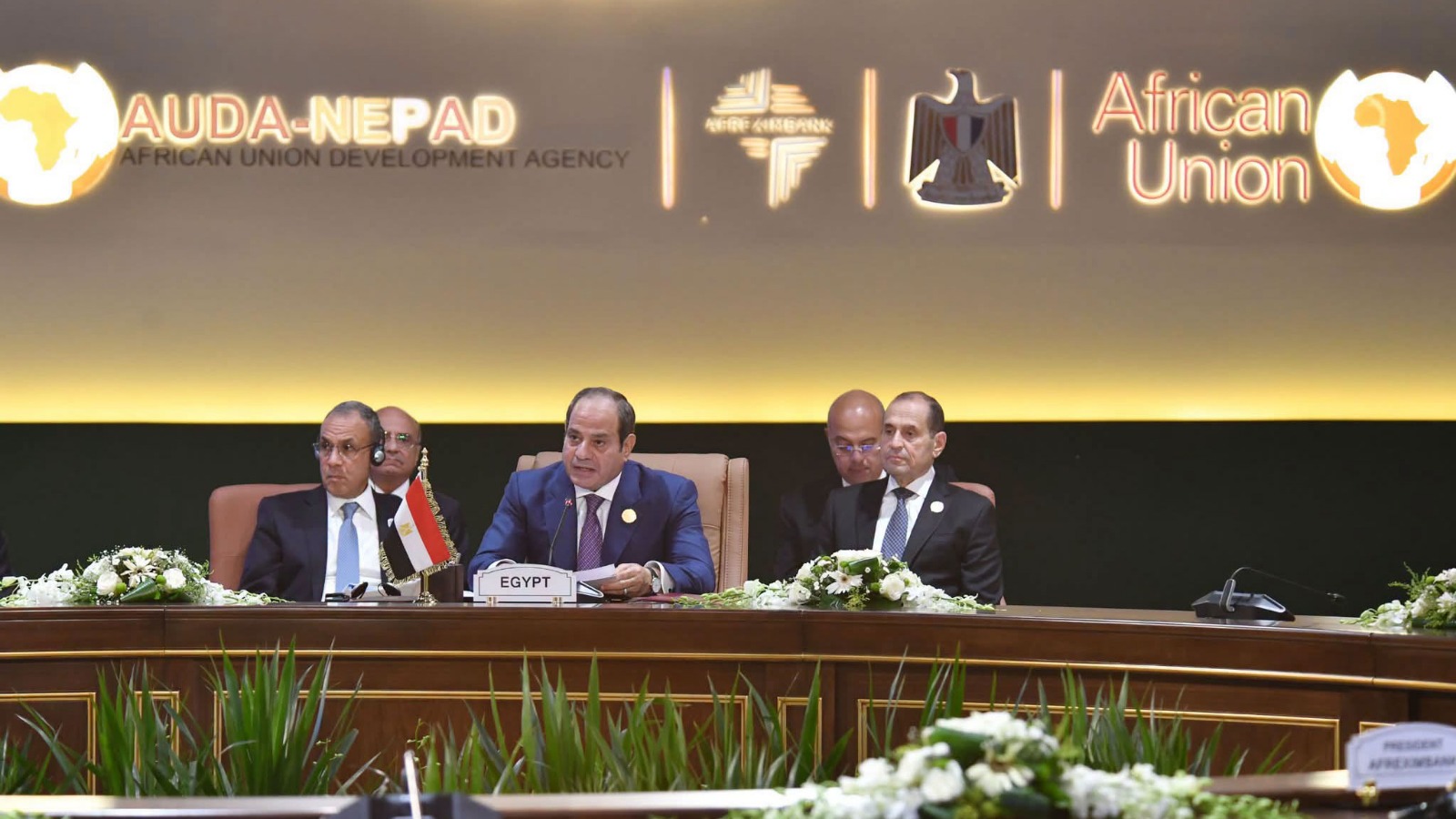 الرئيس المصري عبد الفتاح السيسي خلال الجلسة الختامية لقمة الدول المؤسسة لوكالة الاتحاد الأفريقي. (موقع الرئاسة المصرية)