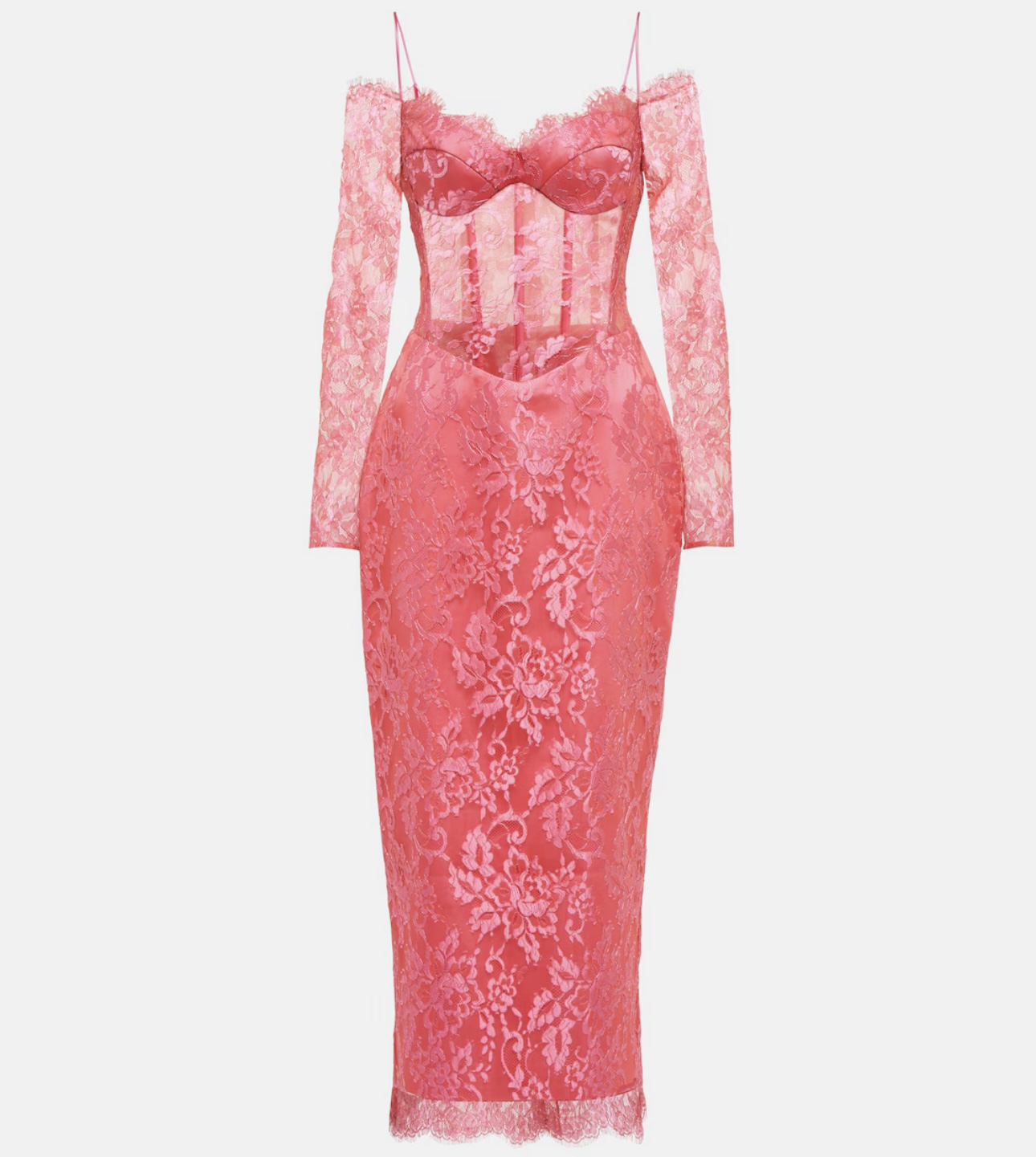 فستان مع كورسيه من الدانتيل الوردي من رازاريو (Web)