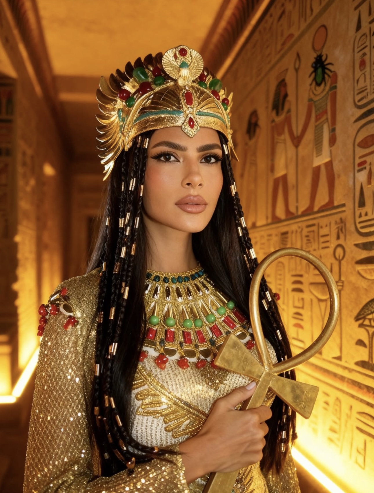 هدى المفتي بتصميم فؤاد سركيس لافتتاح المتحف المصري الكبير (إنستغرام)