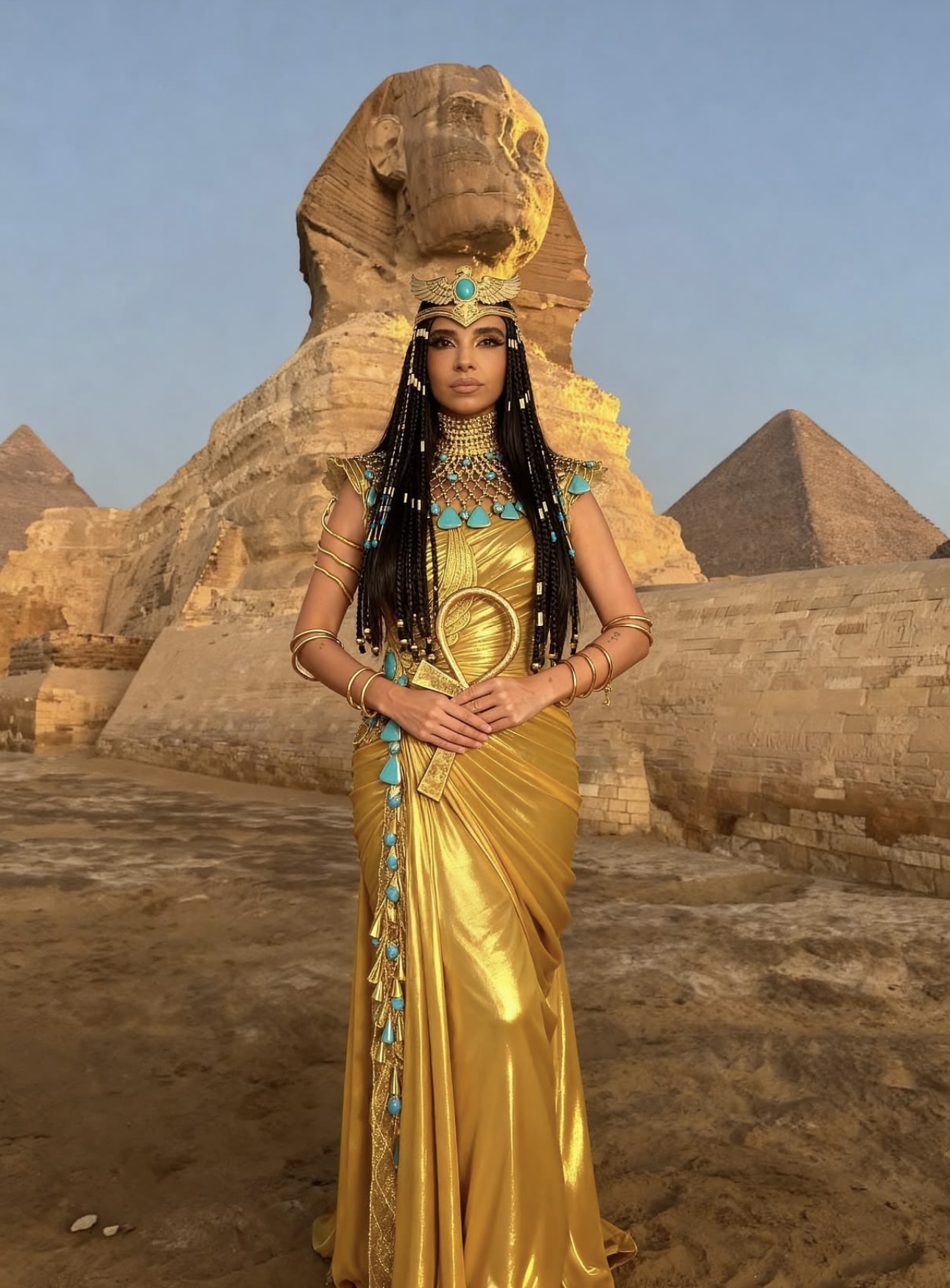 سلمى بو ضيف بتصميم فؤاد سركيس لافتتاح المتحف المصري الكبير (إنستغرام)